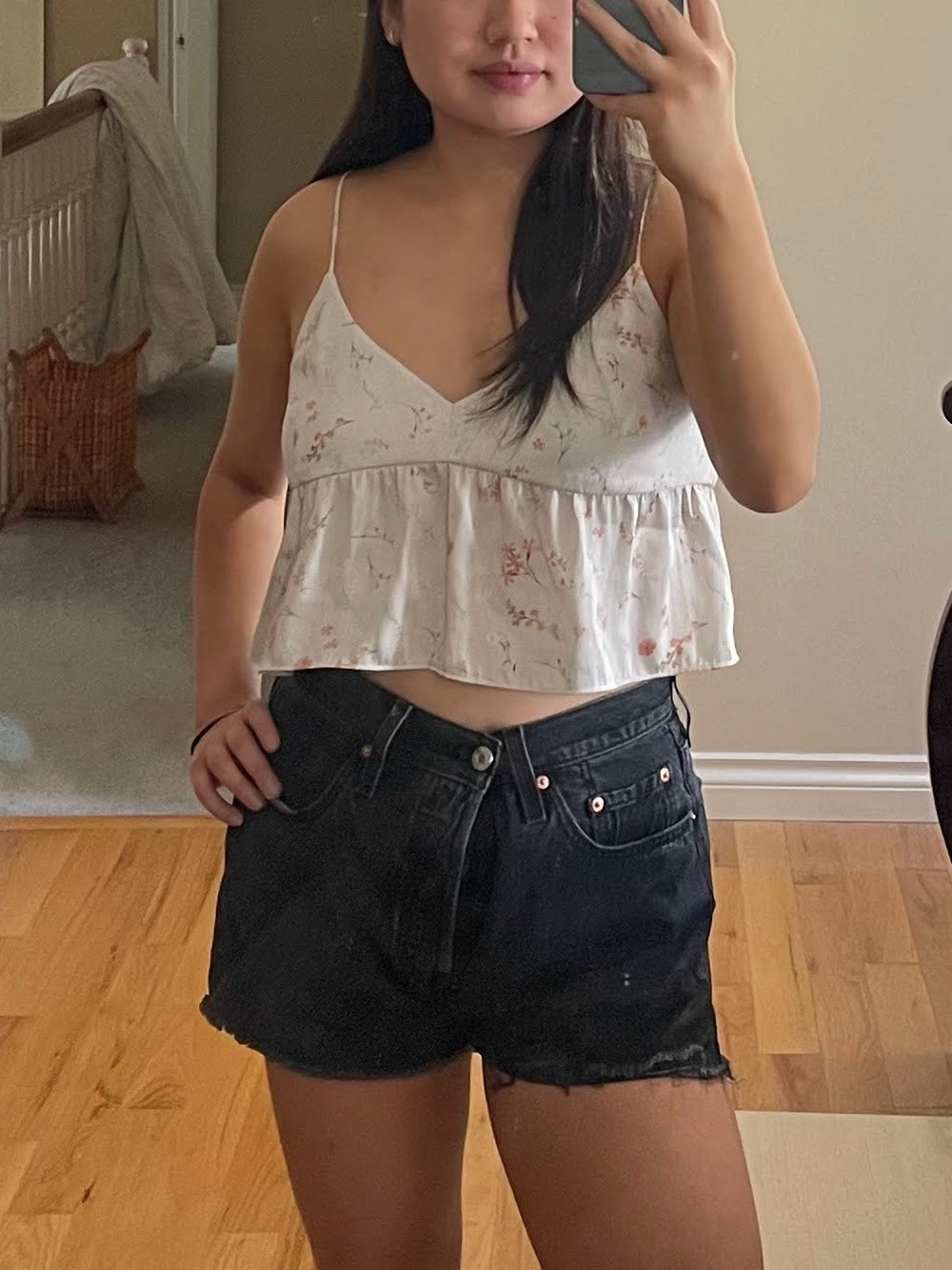 Levi’s High-Waist Black Denim Cutoff Shorts